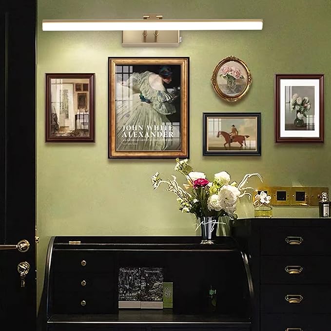 Picture Light,16inches Rechargeable Wireless Picture Light,Dimmable Led Artwork Lighting,Wall Lights for Paintings,Canvas,Gallery, Portrait (Brass)