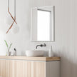 Frameless Bathroom Mirror for Wall, Rectangle Beveled Edge Mirror for Over Sink, Tempered Glass, Shatterproof, Hangs Horizontally or Vertically for Living Room, Entryway, Restroom, 32