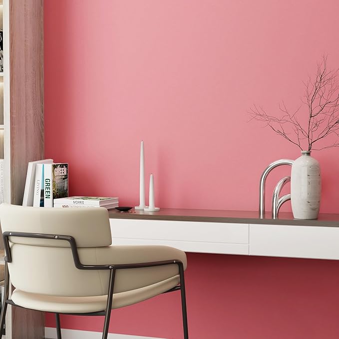 Livelynine 15.8x394 Bright Pink Peel and Stick Wallpaper for Bedroom Girls Removable Wall Paper Modern Pink Wallpaper for Bathroom Walls Pink Contact Paper for Cabinets Bubblegum Pink Vinyl Wrap Roll