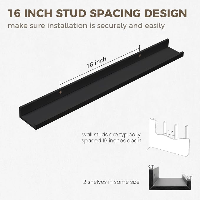 Axeman 30 Inch Floating Shelves | Picture Ledge Shelf Set of 2 | Black Wall Shelves with Lip | Black Picture Shelf for Wall with Ledge | Photo Ledges 30 Inch