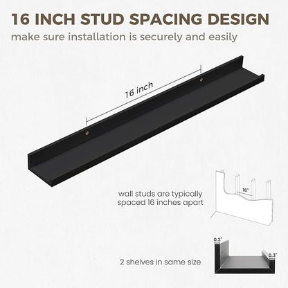 Axeman 30 Inch Floating Shelves | Picture Ledge Shelf Set of 2 | Black Wall Shelves with Lip | Black Picture Shelf for Wall with Ledge | Photo Ledges 30 Inch