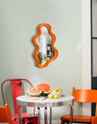 Small Decorative Mirror for Girly Bedroom Dresser Decor, Vivid Abstract Wavy Wall Mirrors for Home Aesthetic Book Coffee Shop Hotel Decoration, Unique Gift for Birthday Thanksgiving (Orange)