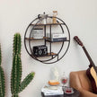 Industrial Style Round Wall Shelves, 3 Tier Decorative Floating Ledge Shelves, Wall Mounted Metal Bracket Wooden Display Hanging Shelf