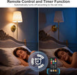 Battery Operated Wall Sconces Set of 2, Rechargeable Wireless Wall Lights with Remote, RGB Dimmable Wall Lamp for Bedroom Wall Decor Living Room Hallway (Gold)