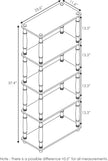 Furinno TURN-S-TUBE Storage Shelves, 5-Tier Book Shelf, Corner Shelf, Toolless Open Shelves, Classic Tubes, for Organization and Storage, Living Room, Garage, Home Office, Dark Cherry