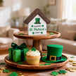 MBL St Patrick's Day Decoration - Wood Happy Saint Patricks Day Accessories Gifts, Green Shamrock Home Table Office Shelf Spring Tiered Tray Decor Centerpiece Irish Gifts for Women Men
