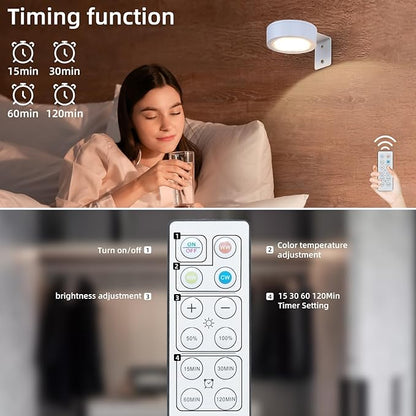 2 Pack Wireless Picture Lights for Wall, Magnetic White Rechargeable Picture Light Battery Operated with Remote 3 Lighting Modes Painting Light for Art Display, Battery Wall Lights for Photo Gallery