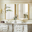 VooBang Bathroom Mirror 24x32 inch, Gold Gorgeous Deep Frame Wall Mirror, Modern Round Corner Bathroom Vanity Mirror for Bedroom, Living Room, Hanging or Leaning Horizontal or Vertical, Gold