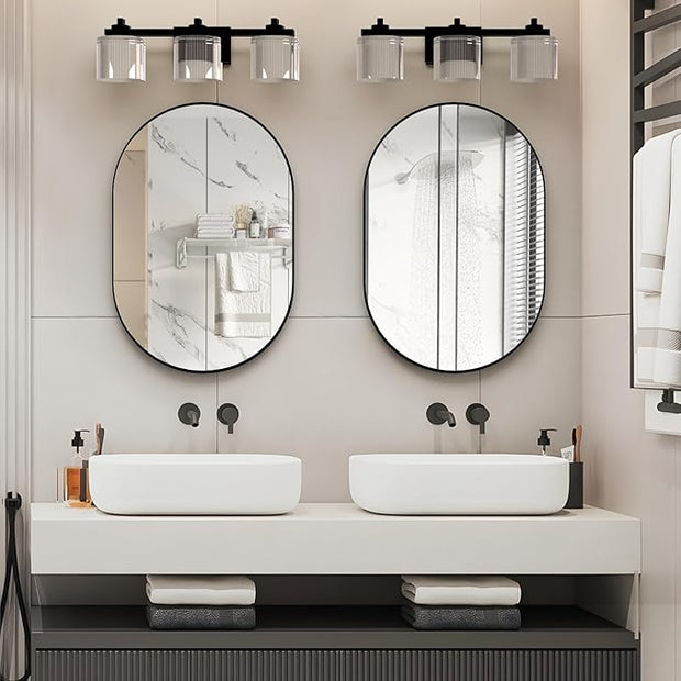 Oval Bathroom Mirror Wall Vanity Oval Mirrors, 20"x30" Black Bathroom Mirrors for Over Sink Pill Mirrors Capsule Wall Mounted Mirror, Modern Mirror with Metal Frame for Wall Decor