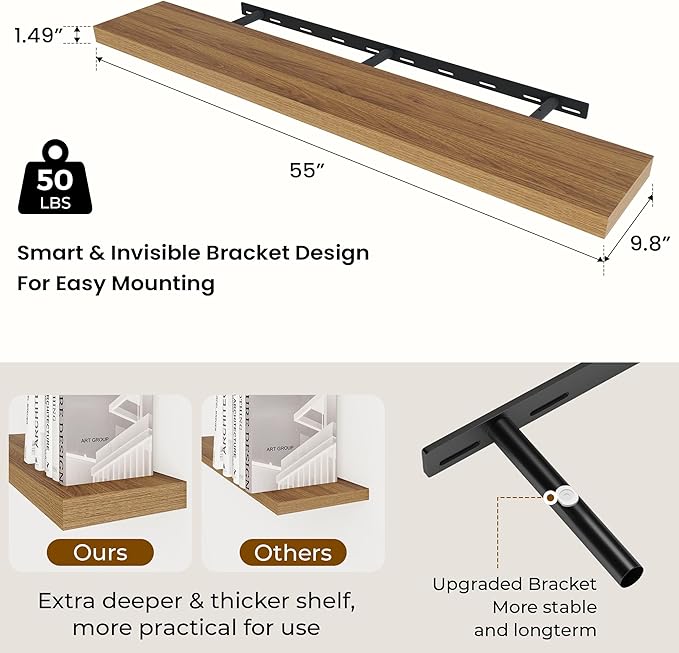 Dreamland 55 Inches Floating Shelves for Wall, 9.8