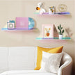 15 Inch Acrylic Floating Shelves for Wall Decor, 3 Pack Iridescent Acrylic Shelves for Bedroom Kitchen Office Nursery, Stylish Wall Mounted Vinyl Record Holder, Magazine Rack, Picture Ledge