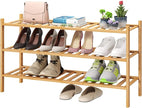 3-Tier Long Shoe Rack, Bamboo Wood Shoe Rack for Closet, Entryway & Hallway, Stackable | Beautiful | Functional | Sturdy