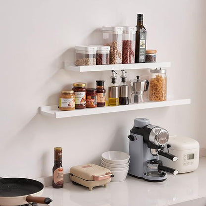 Floating Shelf White Oak Wood Wall Shelves 12 Inch (Upgrade Width 6"), Display Picture Ledge Shelf for Bedroom Living Room Bathroom Office Kitchen Wall Storage Shelves