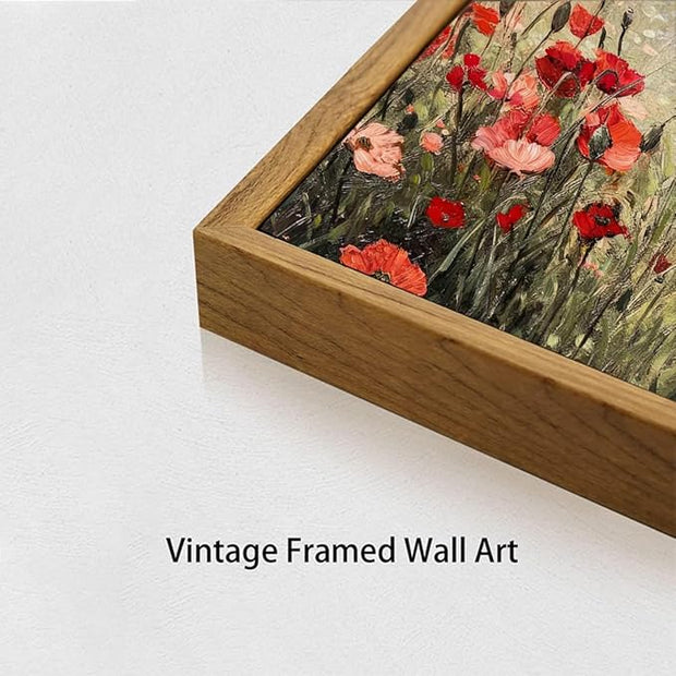 OIQArtOIQ Vintage Landscape Canvas Wall Art Framed Natural Scenery Painting Artwork Prints France Country Wilderness Farmhouse Decor Pictures Kitchen Bedroom Living Room Bathroom