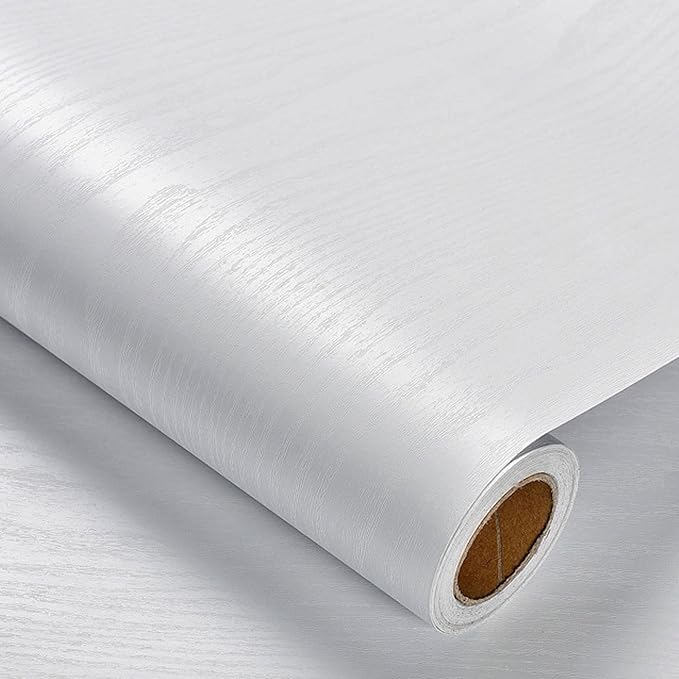 Heroad Peel and Stick Wallpaper Wood Contact Paper Wood Wallpaper White Wood Grain Contact Paper Thicken Textured for Cabinets and Drawers Countertops Waterproof Self Adhesive Vinyl 23.6" x 197"