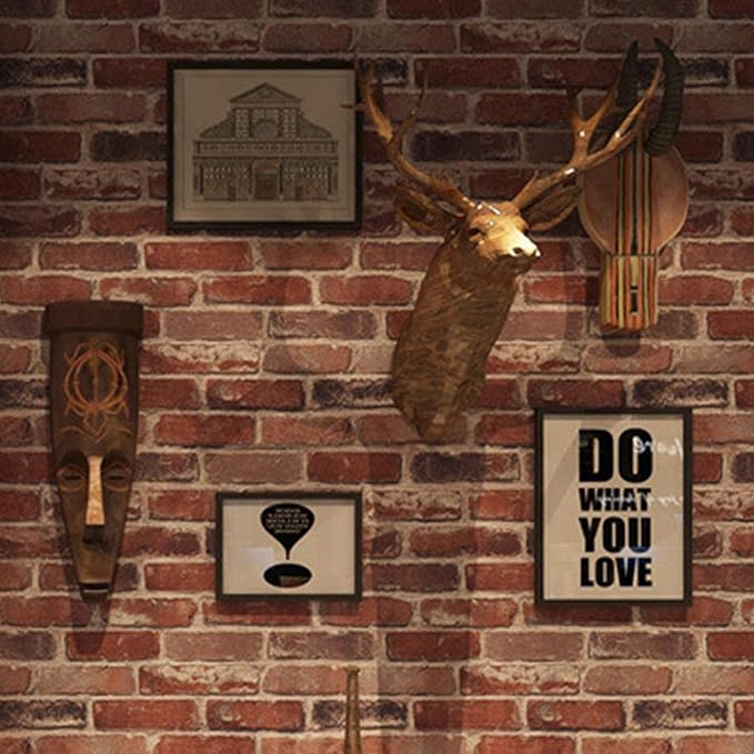 Okydoky Peel and Stick Wallpaper, Rustic Red Brick Wallpaper for Home Decoration, Kitchen Backsplash, Vinyl Self Adhesive Wall Paper for House, Workshop & Office, 17.3" x 236", C204-6