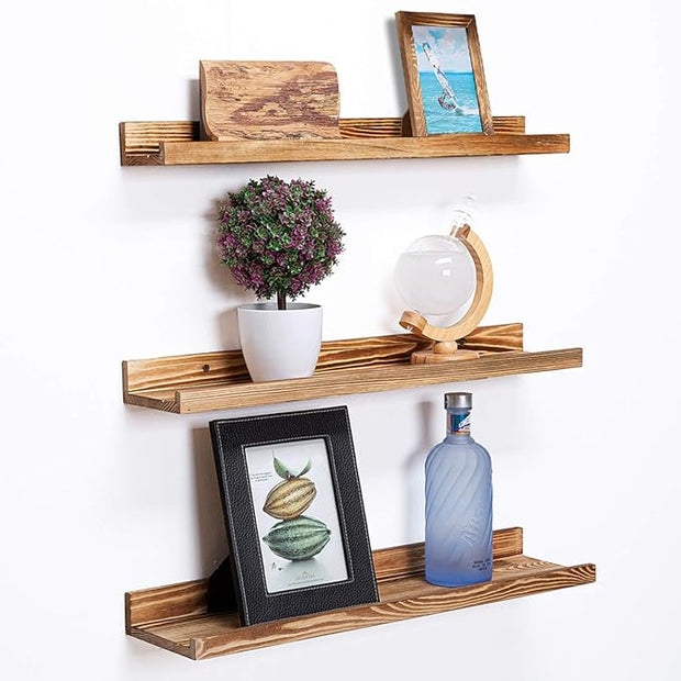 AZSKY Floating Shelves Set of 3, Picture Ledge Shelf, 24 Inches Long Large Nursery Book Shelves for Storage, Kids Bookshelf Wall Mounted for Living Room Bedroom Decor Books Photo Frames