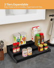 Spice Rack, 3-Tier Expandable Bamboo Spice Rack Organizer for Cabinet, Kitchen, Pantry and Cupboard Storage Organizer-Black(2pack)