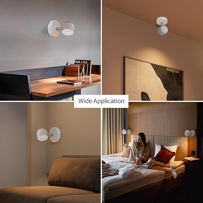 Aisilan Modern Wall Sconce Adjustable LED Wall Mount Fixture COB Wall Spotlight Lighting Indoor Wall Sconce for Bedside Living Room Hallway Wall Light 3000K 9W