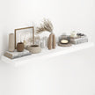Fun Memories 48 Inch Floating Shelves in White, 9.3 Inch Deep Wall Shelves for Bathroom, Living Room, Bedroom, Kitchen, Deep Long Shelf Wall Mounted 1 Pack Shelf for Books, Decor