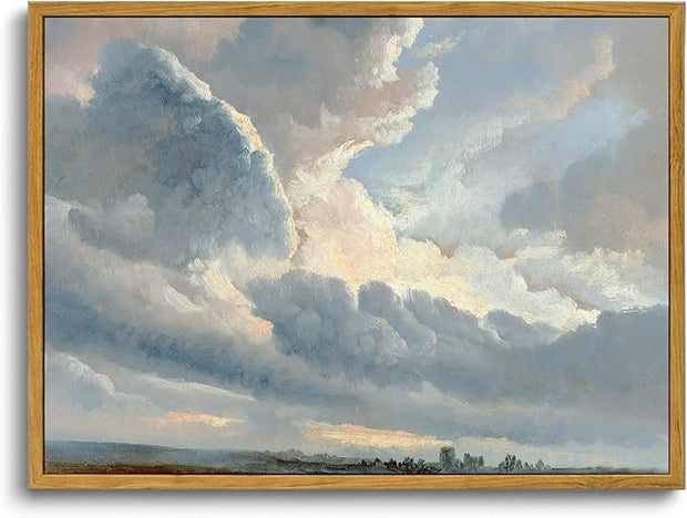 OIQArtOIQ Vintage Landscape Canvas Wall Art Framed Natural Scenery Painting Artwork Prints France Country Wilderness Farmhouse Decor Pictures Kitchen Bedroom Living Room Bathroom