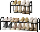 STO STO Expandable Shoe Organizer, 1-Tier Metal Shoe Rack for Closet, Up to 8 Pairs Adjustable Storage for Front Door Entrance, Free Standing Organizer for Entryway, Black
