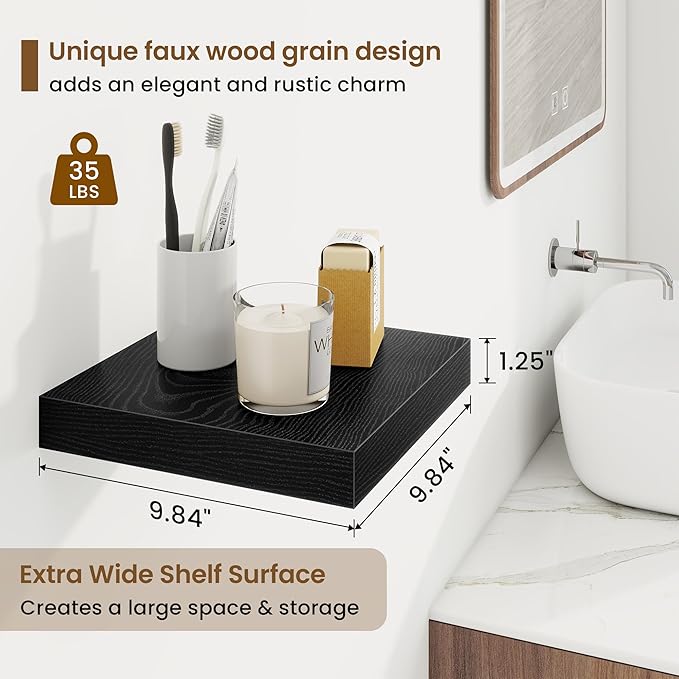 Square Floating Shelves for Wall, 9.25