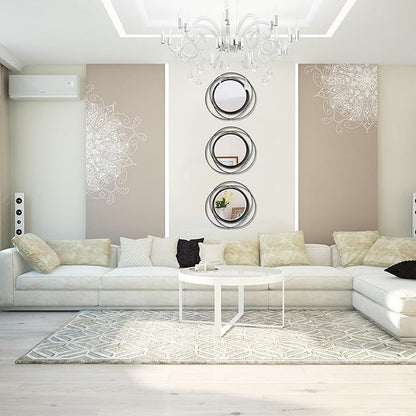 3 Set 13 inch Black Circle Mirrors Wall Decor Iron Frame Wire Mirror Metal Circular Mirror Home Decor Hanging Mirrors for Room/Bedroom/Bathroom/Entryway