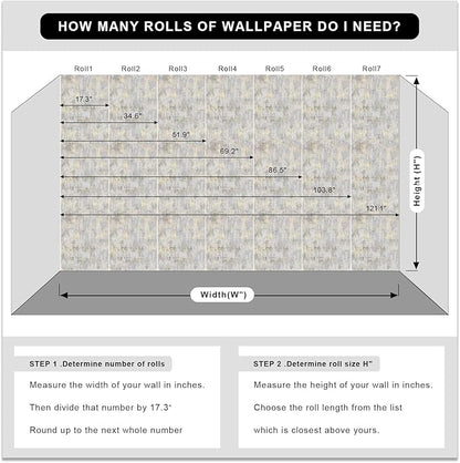 Simon&Siff Textured Wallpaper Distressed Concrete Wallpaper 17.3inx19.68ft White/Gold/Gray Metallic Modern Wall Paper Non Woven Neutral for Bedroom Traditional Wall Paper Need Adhesive