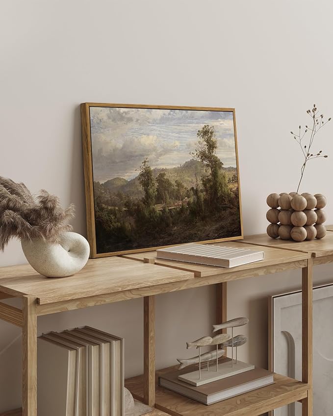 InSimSea Framed Canvas Wall Art Vintage Decor, Nature Landscape Paintings Artwork,Large Prints,Vintage Farmhouse Decor,Retro Wall Decoration for Bedroom Living Room Bathroom, 16