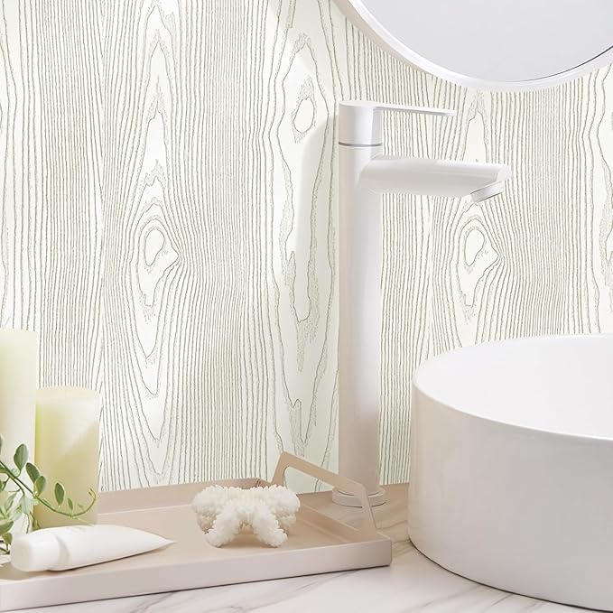 Yun-aeon Light White and Silver Wood Contact Paper 17.3"x80" Rustic Wooden Peel and Stick Wallpaper Removable Self-Adhesive Wallpaper Wood Grain Contact Paper for Countertops Cabinets