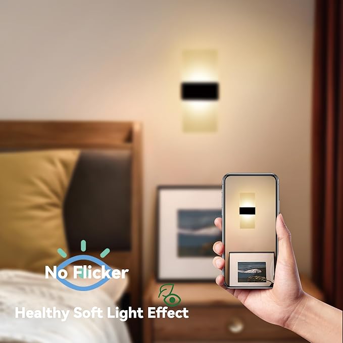 Battery Wall Sconces, Acrylic Bedside LED Wall Lamps Set of Two for Living Room Bedroom Hallway,USB Rechargeable Battery Operated Cordless Night Light,Touch Control,Warm Light Dimmable