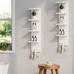 4 Tier White Lack Shelf Vanity Wall Shelf with 10 Crystal Hooks - Multi-Functional Storage for Makeup, Jewelry, Plants, Awards & Display (L7.1 x W5.5 x H30.7) (1)