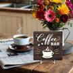 Funny Coffee Bar Decor Sign – Rustic Wooden Plaque for Coffee Station, Farmhouse Cafe Shelf Accessories, Desk or Kitchen Counter Decor,Birthday,Mother Day Gift 5.9 x 5.9 Inch (Brown)