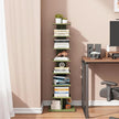 TUTOTAK Bookshelf, 8-Tier Bookcase, Narrow Spine Book Shelf for Small Space, Corner Standing Shelf for Living Room, Office, Study, Entryway, Olive Green BS06BOG008