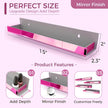 4 Pack 15 Inch Pink Reflective Acrylic Shelves, Pink Floating Shelves, Modern Sunglasses Essential Oil Picture Ledge Display Toy Storage Shelf