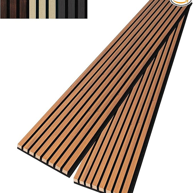 Art3dwallpanels Wood Slat Wall Panel, 108'' x 13'' Wood Panels for Wall 2 Pack 3D Soundproof Wall Panels, Large Acoustic Panels for Interior Ceiling and Wall Decor Noise Reduction,Red Oak