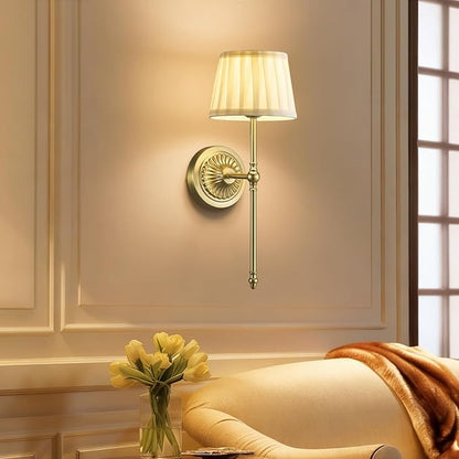 Cordless Wall Sconces Set of 2,10000mAh Small Wireless Battery Operated Wall Sconces Set of Two with RGB LED, Remote, Timer & Dimmable Fabric Gold Wall Lamps for Bedroom, Living Room, Hallway (Gold)