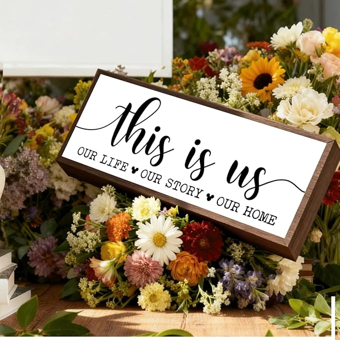 This is Us Sign, Our Story Our Home Sign, Rustic Framed Wooden Box Signs, Modern Farmhouse Home Decor, Living Room Decors, Kitchen Decor Art, Shelf Counter Tabletop Decoration, Housewarming Decors