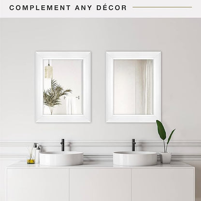 MCS 15 x21 Inch Wall Mirror, 21x27 Inch Overall Size, White (20450)