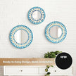 Handmade Mother of Pearl Mirror for Wall Decor, 3PCS Round Decorative Mirrors for Beach Nautical Home Hotel Coffee Shop, Natural Plate Art Hanging Sculpture for Dorm Apartment Entryway (Blue)