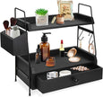 Coffee Bar Accessories and Organizer Countertop, Coffee Station Organizer 2 Tier Counter Shelf with Drawer, Condiment Storage Cup Lid Holder Countertop Shelf for Bathroom,Kitchen