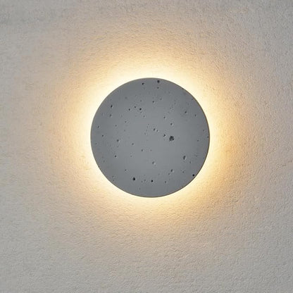 DUHU Led Wall Sconce Round,Grey Cement Wall Lamp Hardwired,Minimalist Wall Mount Light with Sleek Finish Design,Modern Indoor Sconces Lighting for Bedroom,Living Room,Hallway,12w 3000k,Warm White