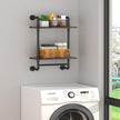 Helsin Industrial Pipe Floating Bathroom Shelves Wall Mounted with Towel bar, 2 Tier Rustic Wood Wall Shelf, 16inch Metal Towel Rack Storage Bookshelf for Bathroom, Kitchen, Farmhouse, Living Room | with Towel bar, Wall Shelf, Towel Rack, Storage Books...