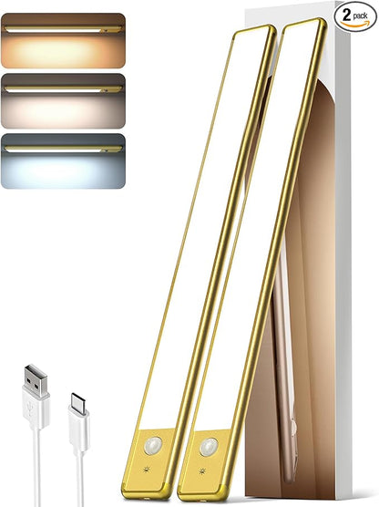 EZVALO 16.5-inch Under Cabinet Lighting, 3 Color Temperatures, 4000mAh Rechargeable Motion Sensor Light Indoor, LED Magnetic Lights with Dimmable for Kitchen, Stairs, Pantry, Closet