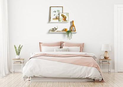 Infinite Design 60" Metal Floating Wall Shelf | Modern White Powder-Coated Steel Ledge, Made in USA | Wall-Mounted Shelf for Living Room, Kitchen, Bathroom, Bedroom or Office