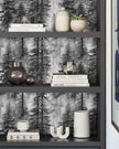 HAOKHOME Forest Peel and Stick Wallpaper Black and White Removable Vinyl Wall Mural for Bathroom Bedroom Accent Wall Self Adhesive Tree Contact Paper 17.3in x 118in