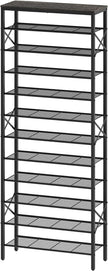 12 Tier Shoe Rack, Large Capacity Shoe Storage Organizer Holds 48 Pairs, Sturdy and Stable, for Entryway, Hallway, Closet, Dorm Room, Charcoal and Black SS12BC