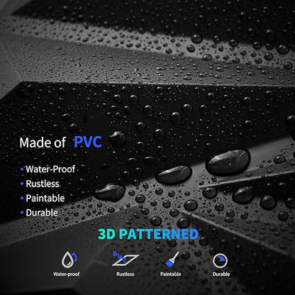 Art3dwallpanels 33 Pack 3D Wall Panel Diamond for Interior Wall Décor, PVC Flower Textured Wall Panels for Living Room Lobby Bedroom Hotel Office, Black, 12''x12'' Cover 32.Sq.Ft.