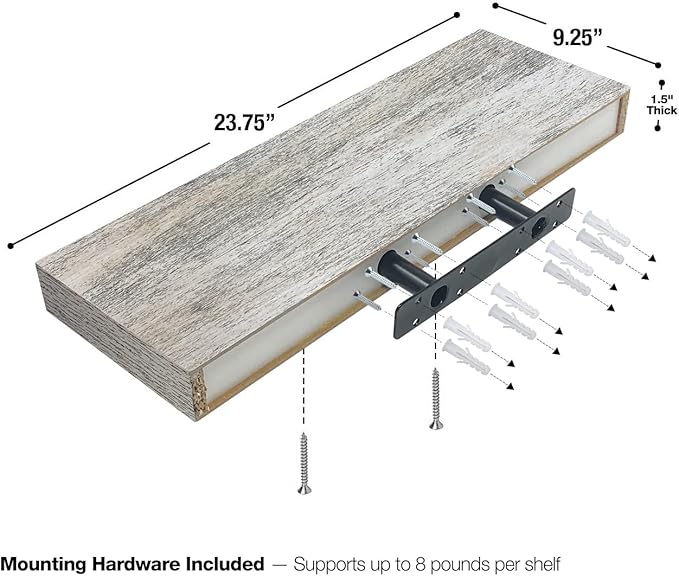 Sorbus Floating Shelves - 2 Pack 24 X 9 Inch Rustic Blue Wall Shelves for Bedroom, Kitchen, Living Room, Bathroom Shelves, Home Decor - Extra Long Floating Shelf for Trophy, Books Frames, Toilet Paper